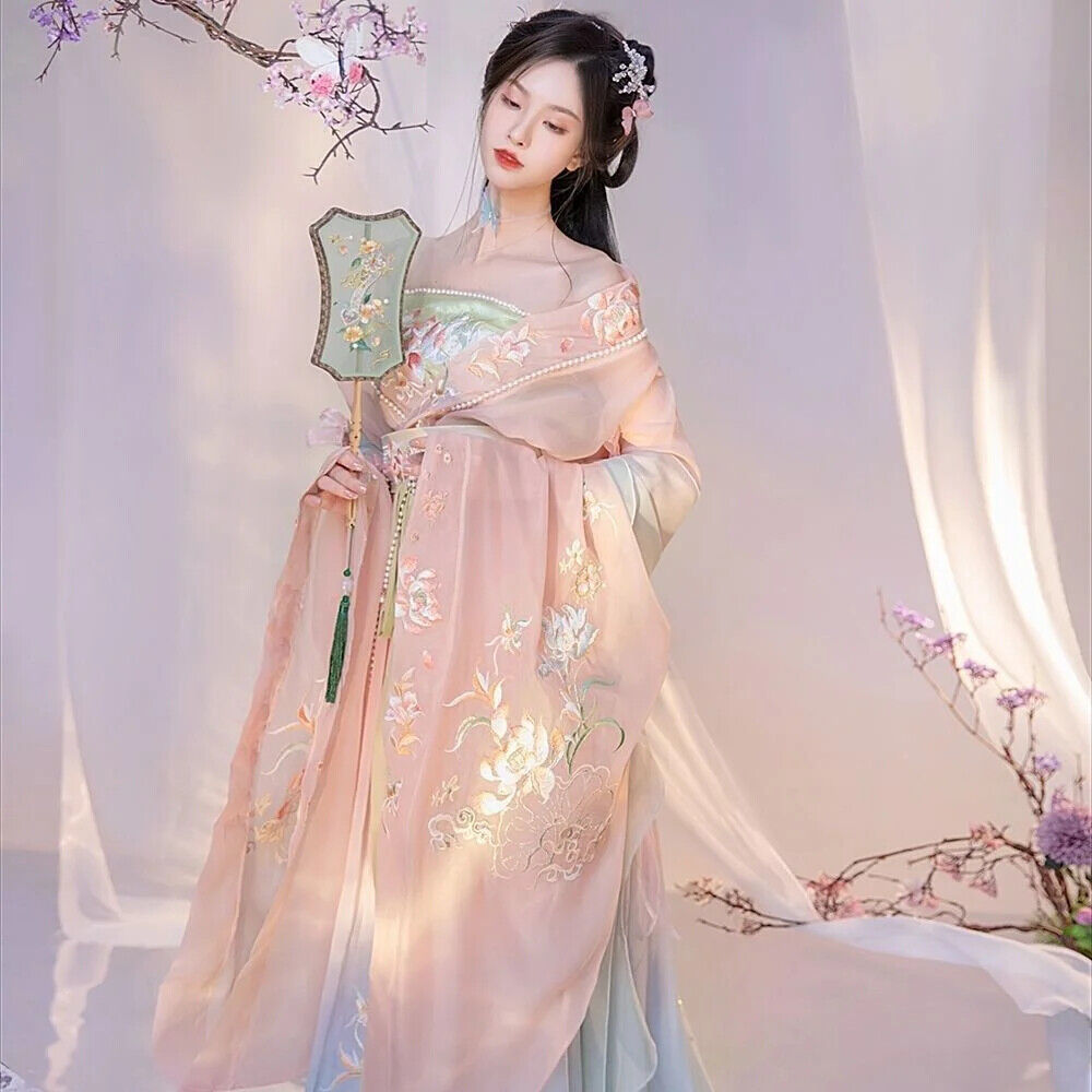 Hanfu Dress Accessory Blue Green Pink Summer Fairy Traditional Chinese Style Set