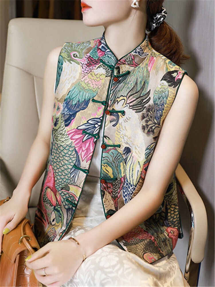 Retro Chinese Style Women Vest Oriental Traditional Ethnic Casual Hanfu Tops New