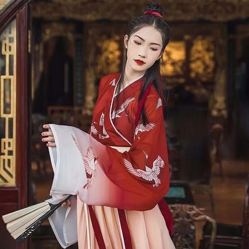 2023 new Modern Chinese Hanfu, Ming Dynasty Traditional Clothing, Red Clothing