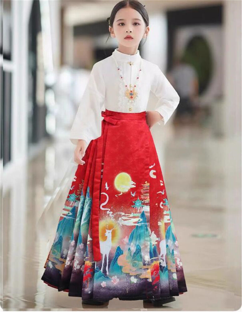 Kids Hanfu Children Ancient Costume horse-face skirt Chinese Clothing Dress