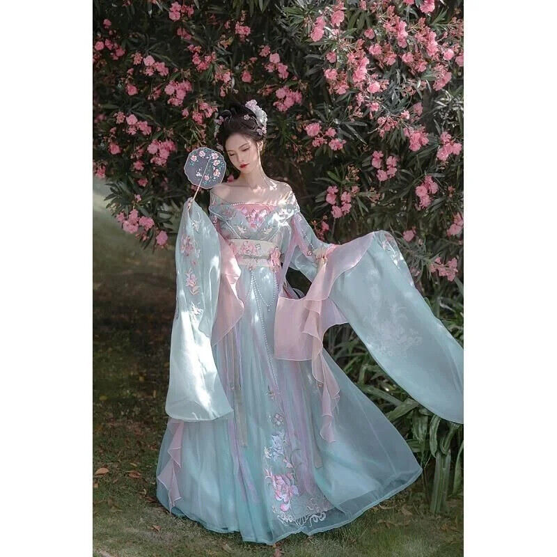 Hanfu Dress Accessory Blue Green Pink Summer Fairy Traditional Chinese Style Set