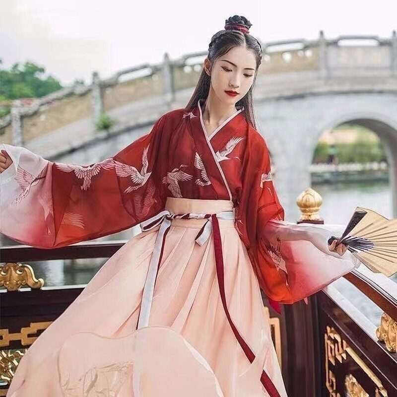 2023 new Modern Chinese Hanfu, Ming Dynasty Traditional Clothing, Red Clothing