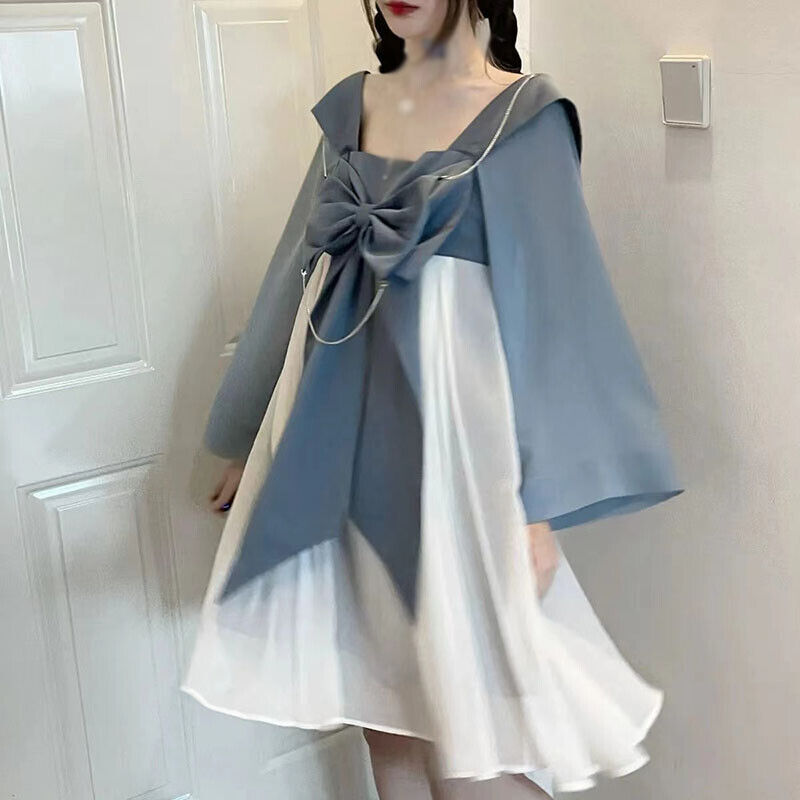 Hot Selling Girls Japanese Sweet Princess A-Line Pleated Dress Hanfu Student New