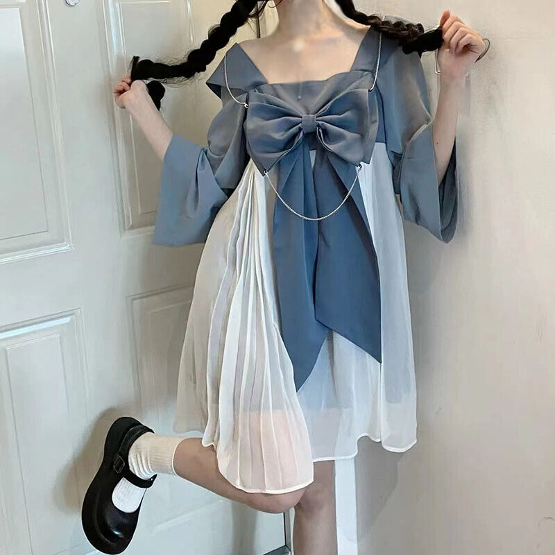 Hot Selling Girls Japanese Sweet Princess A-Line Pleated Dress Hanfu Student New