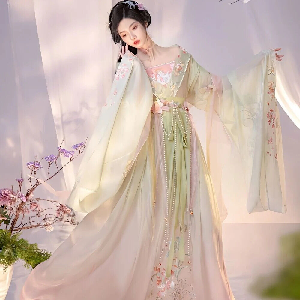 Hanfu Dress Accessory Blue Green Pink Summer Fairy Traditional Chinese Style Set