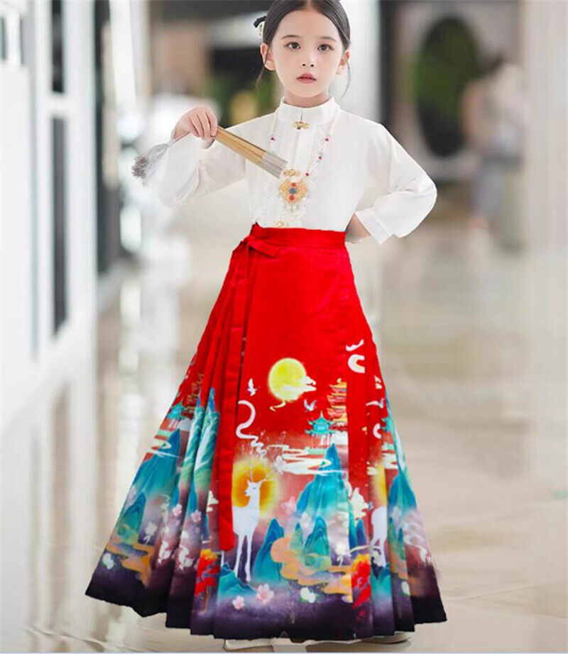 Kids Hanfu Children Ancient Costume horse-face skirt Chinese Clothing Dress