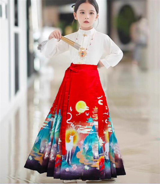 Kids Hanfu Children Ancient Costume horse-face skirt Chinese Clothing Dress