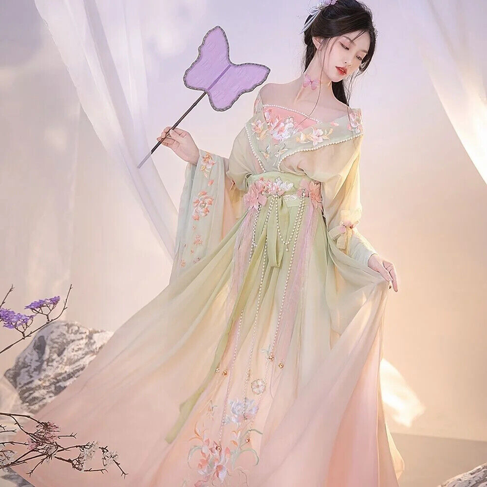 Hanfu Dress Accessory Blue Green Pink Summer Fairy Traditional Chinese Style Set