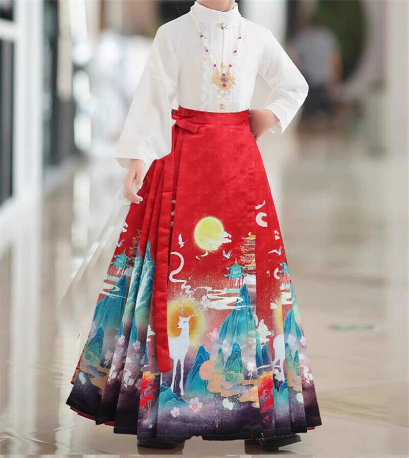 Kids Hanfu Children Ancient Costume horse-face skirt Chinese Clothing Dress